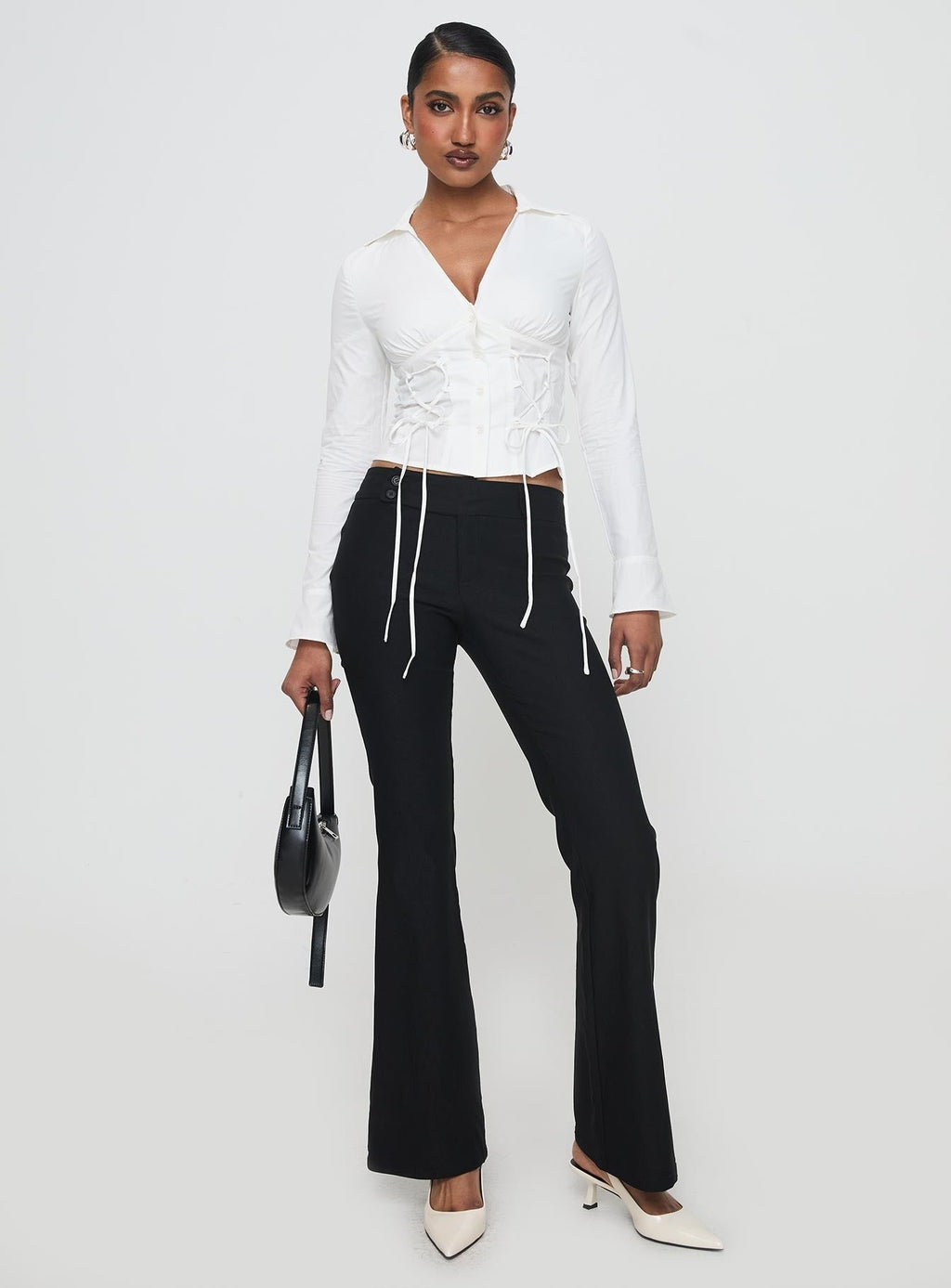 Tied To You Long Sleeve Top White