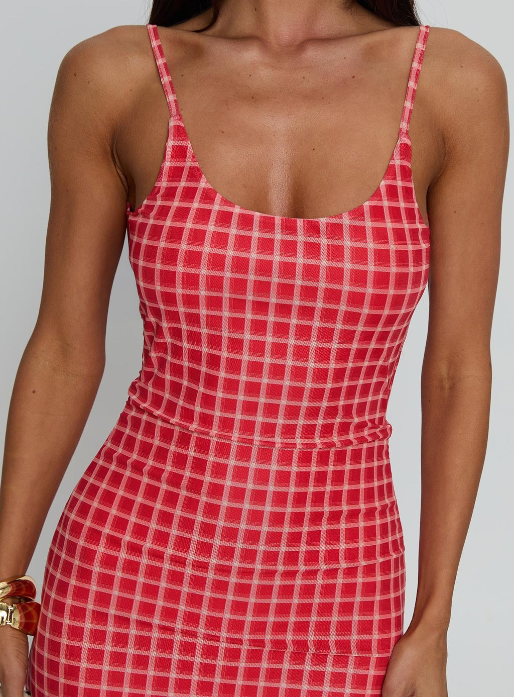 Izabella Maxi Dress Red Check
