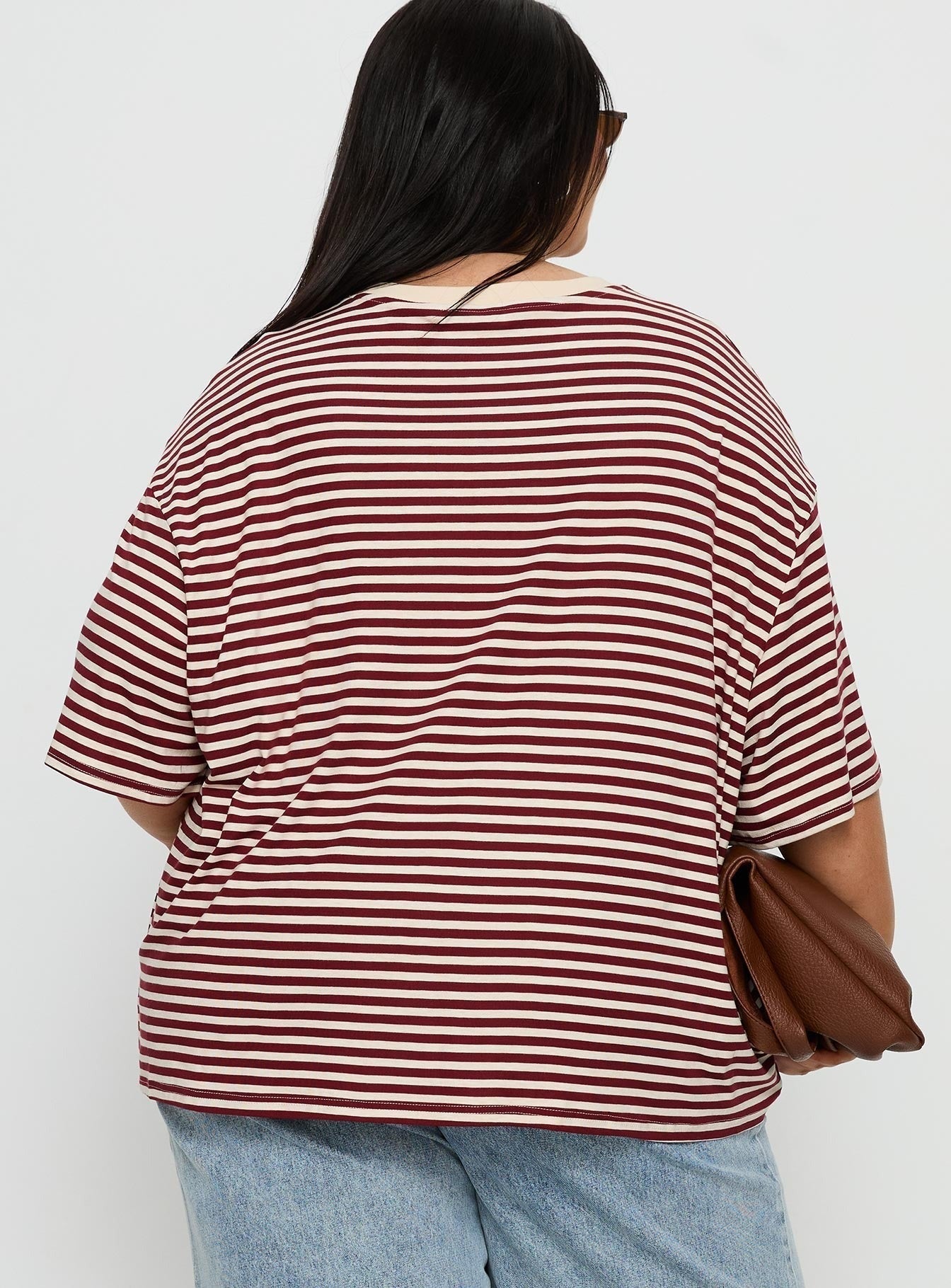 Kieryn Oversized Top Red Stripe Curve