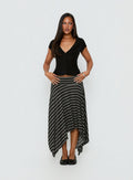 Alevia Asymmetrical Midi Skirt Black / Grey Stripe