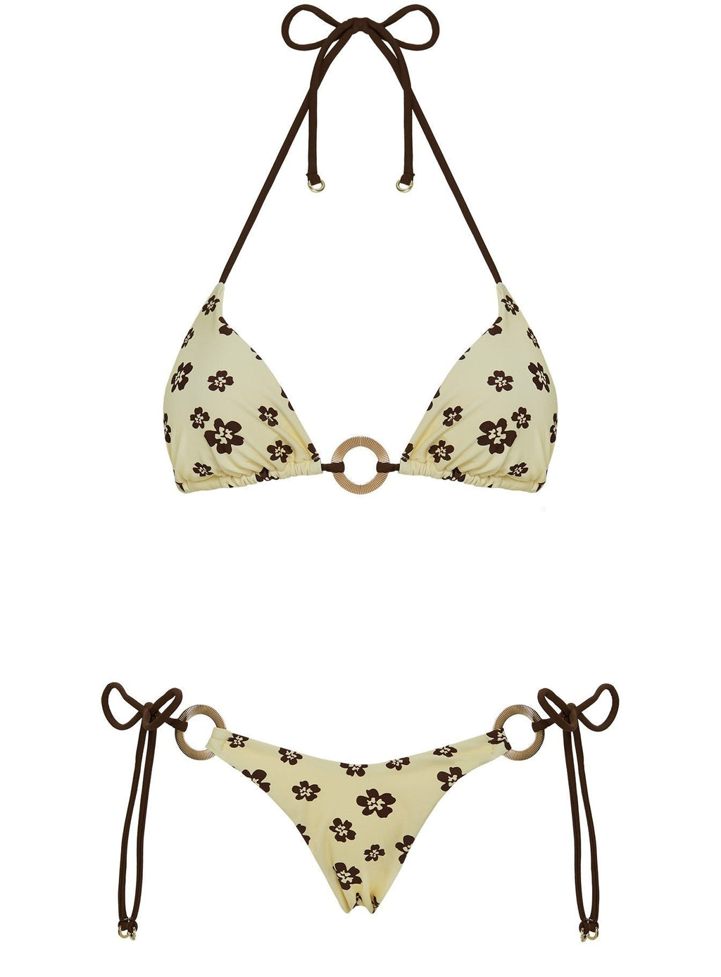 Sunburner Tie Side Bikini Bottoms Yellow / Brown
