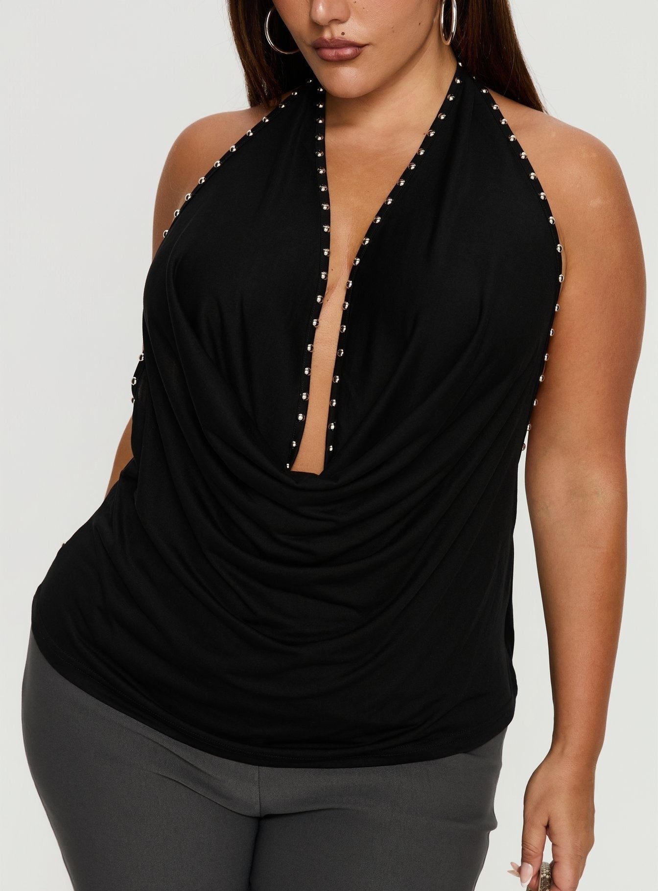 Khoda Studded Halter Top Black Curve