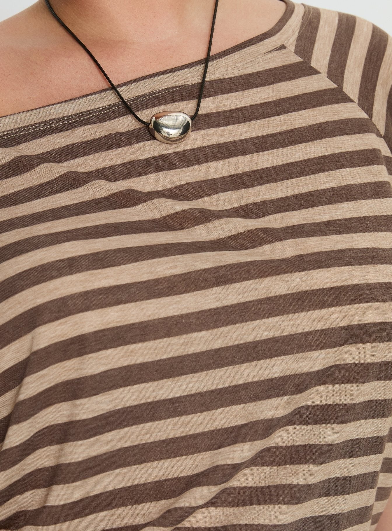 Icon Baby Off Shoulder Top Brown Stripe Curve