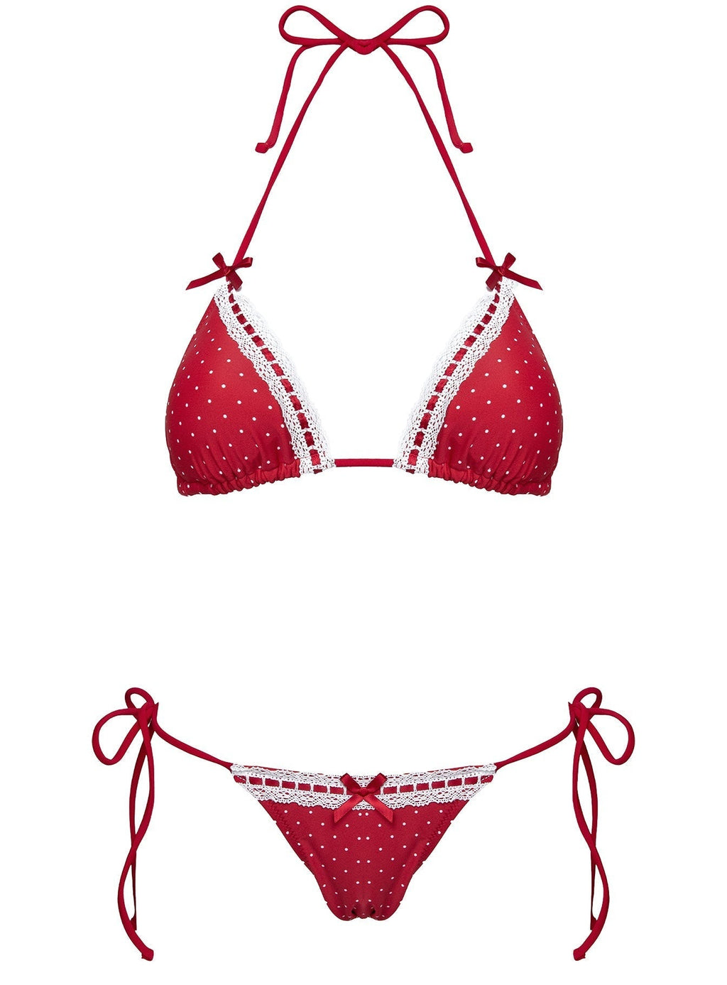 Jenner Triangle Bikini Top Red Polka
