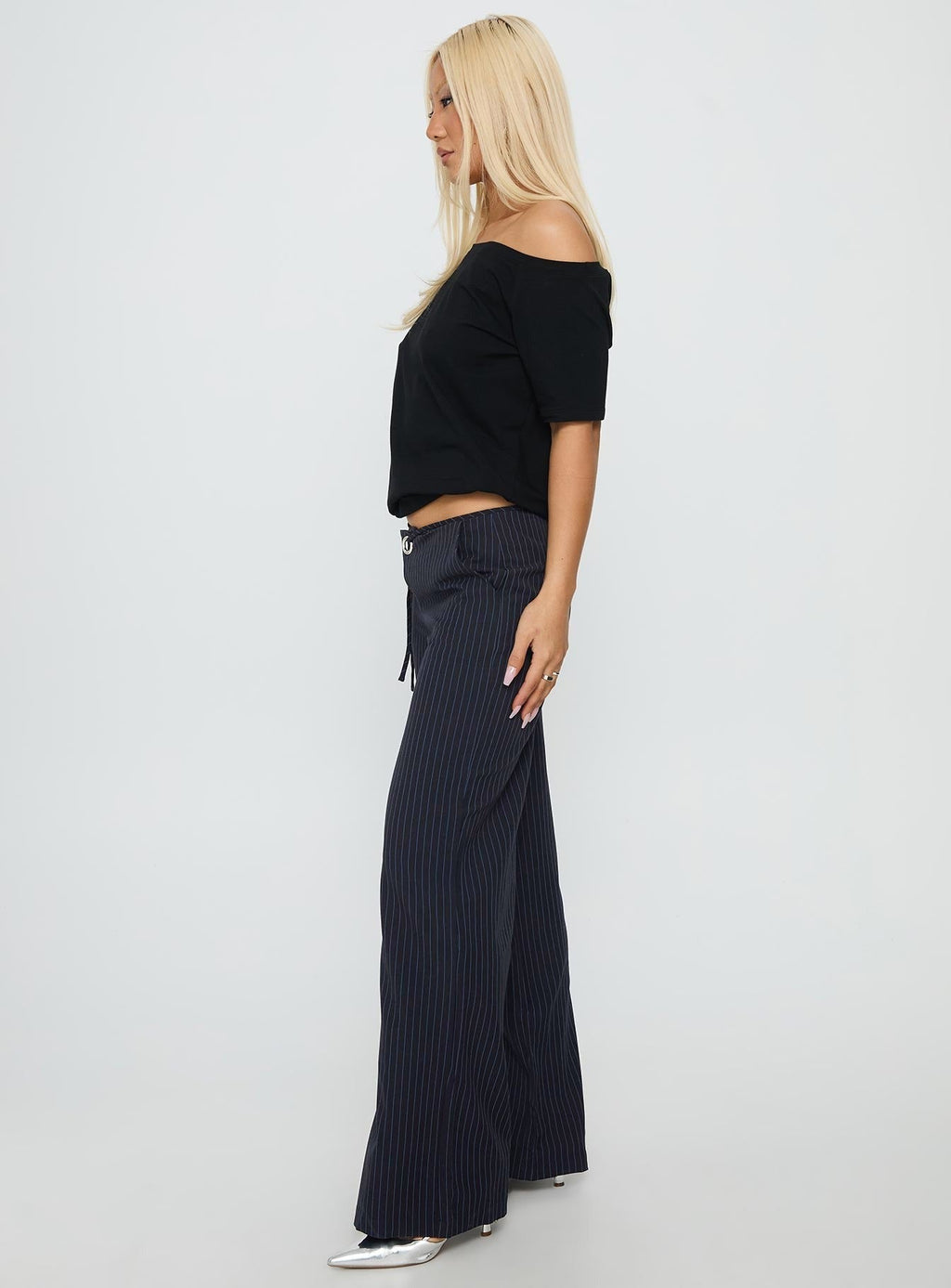 Nanami Tie Side Pant Navy Pinstripe