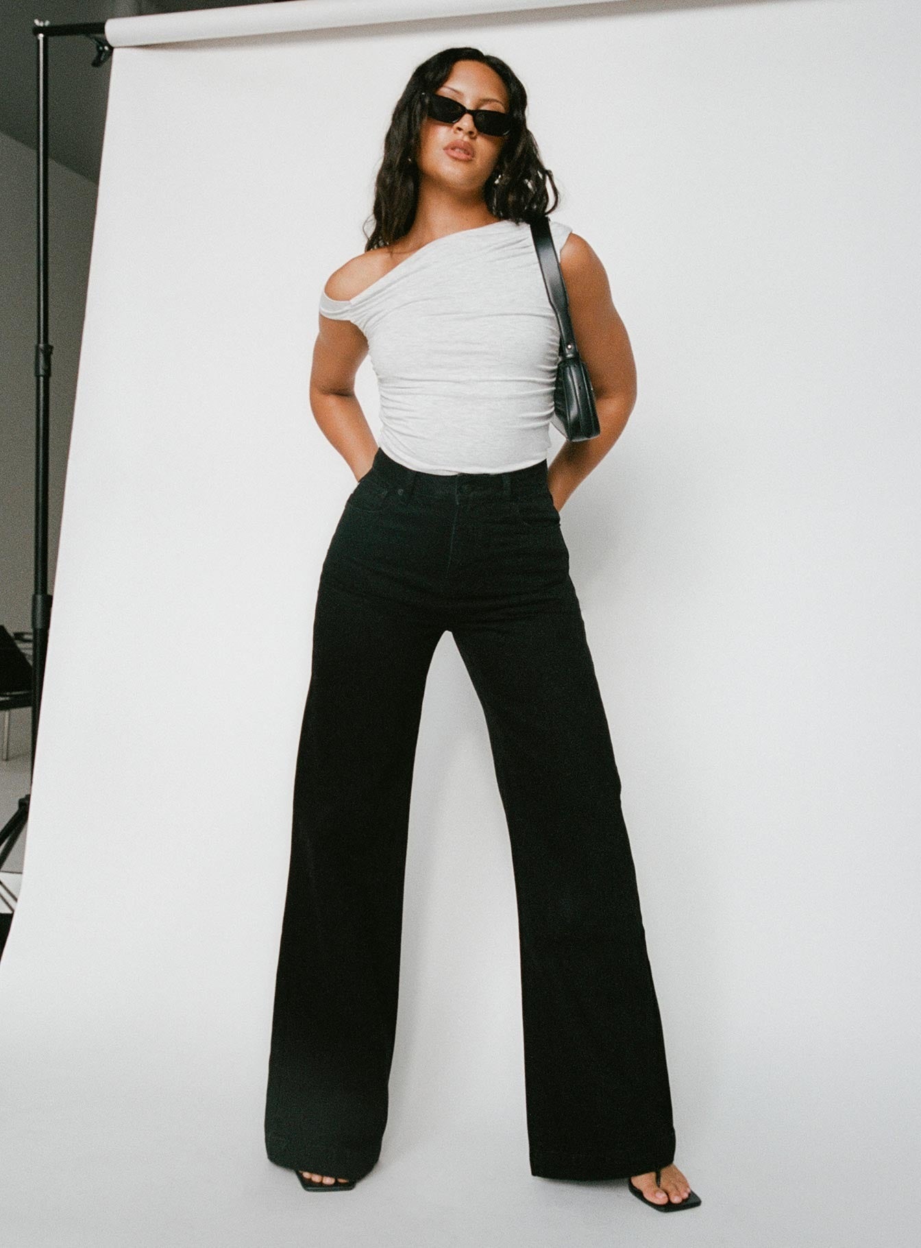 Goldie High Rise Wide Leg Jeans Black Tall