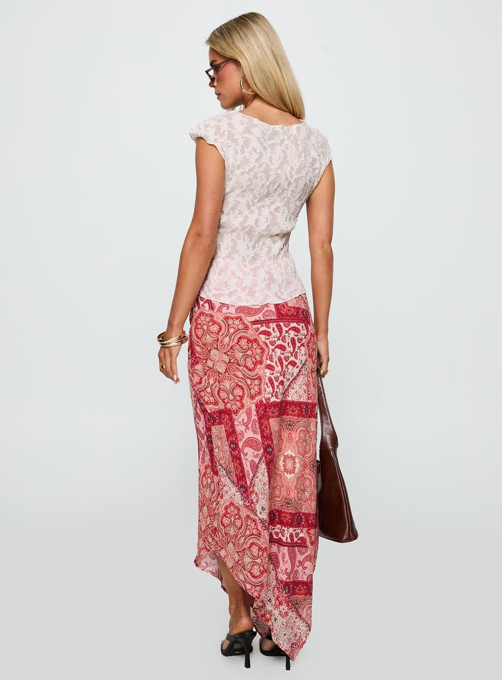 Cyriella Asymmetrical Midi Skirt Red