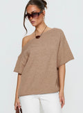 Kourta Off Shoulder Oversized Knit Top Mocha
