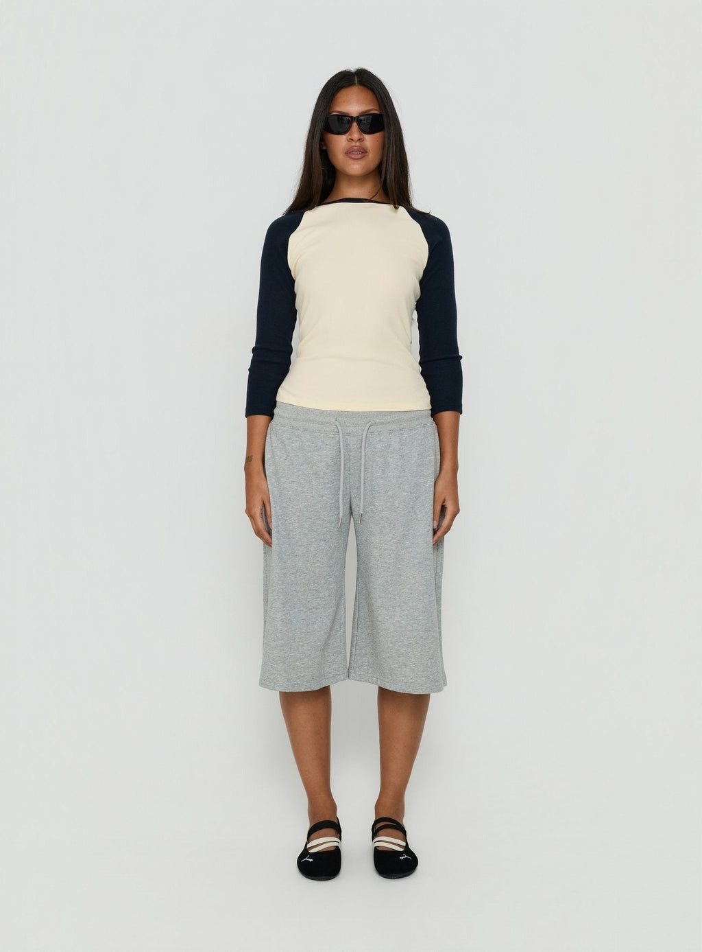 Telepathic Raglan Long Sleeve Top Cream / Navy