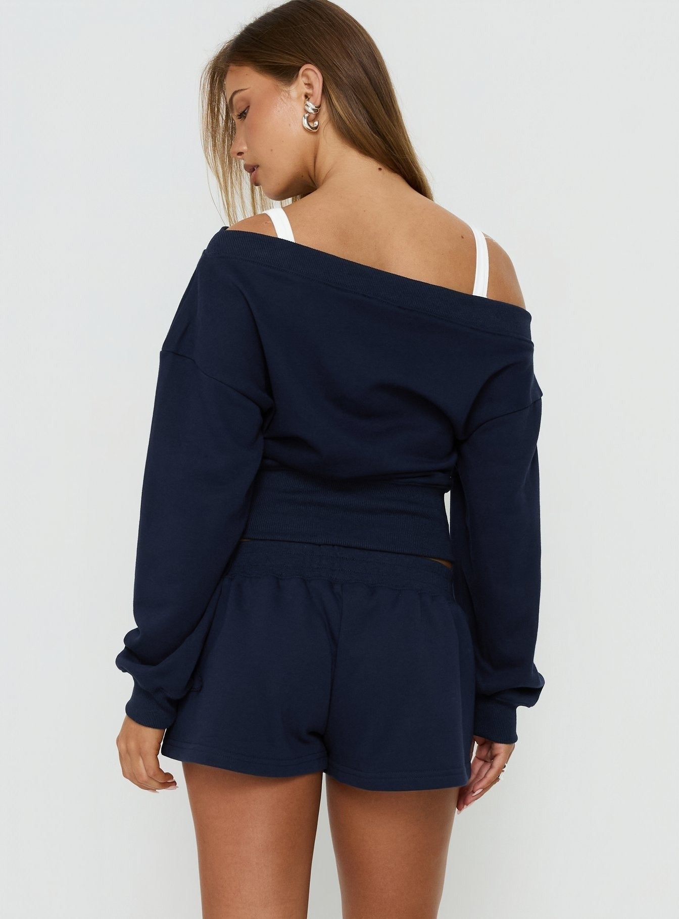 Kohdie Applique Fleece Micro Shorts Navy
