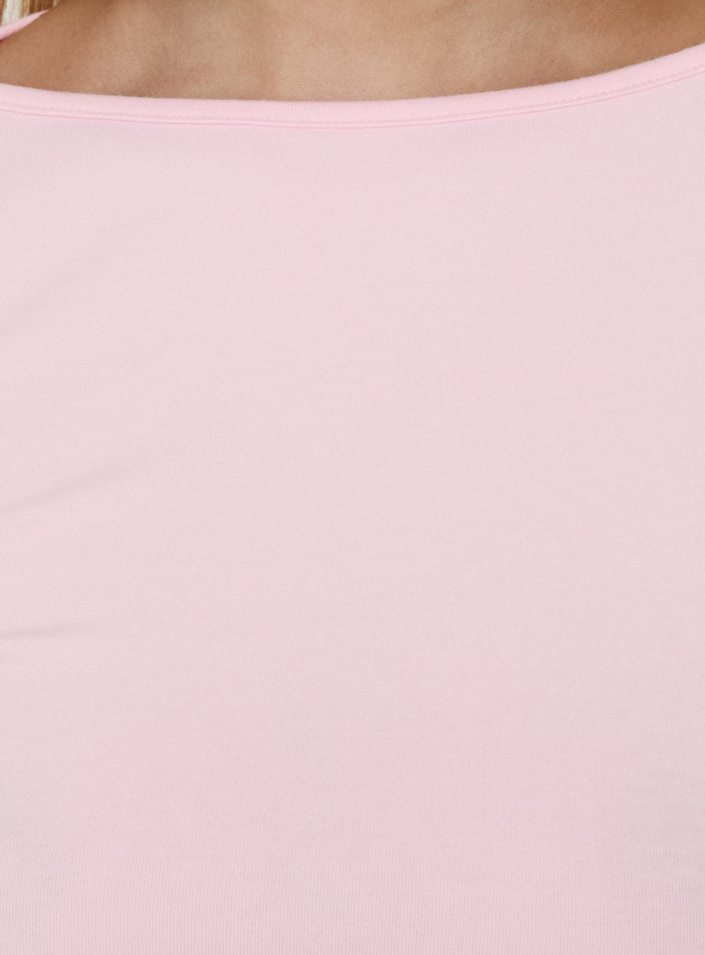 Myaah 3/4 Sleeve Curved Hem Top Pink