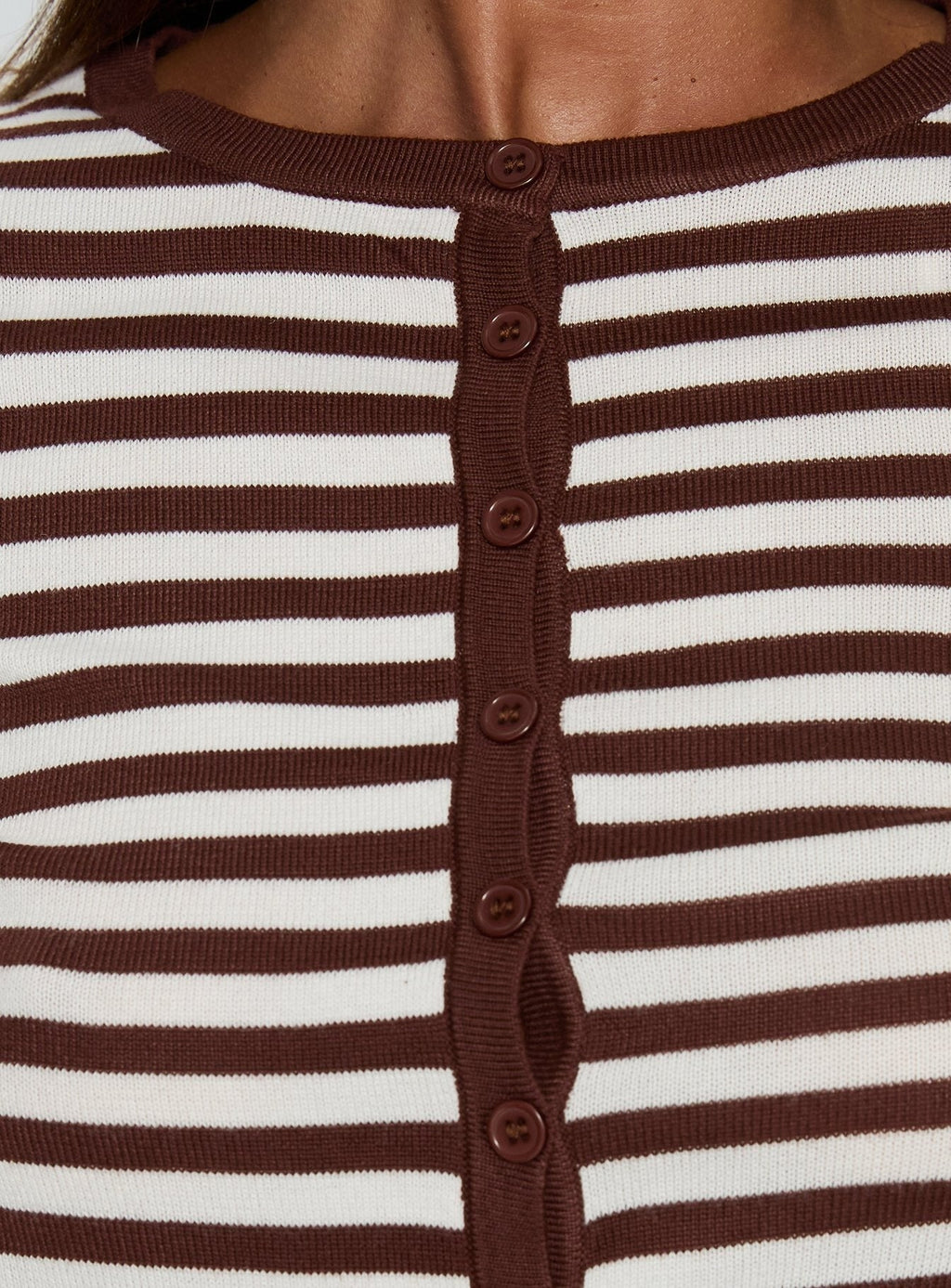 Elcie Button Up Cardigan Brown Stripe