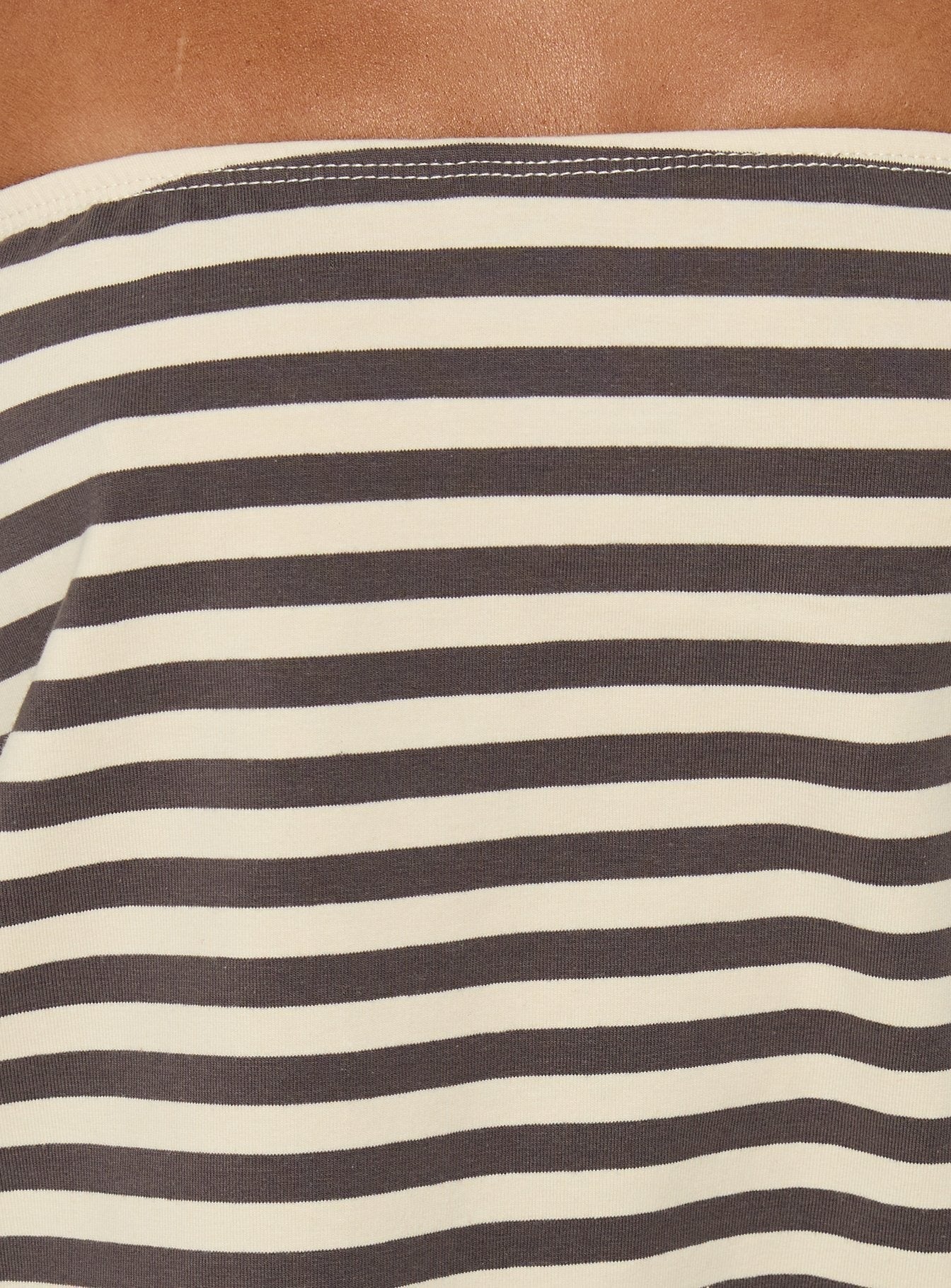 Karalee Strapless Blouson Mini Dress Charcoal / Cream Stripe