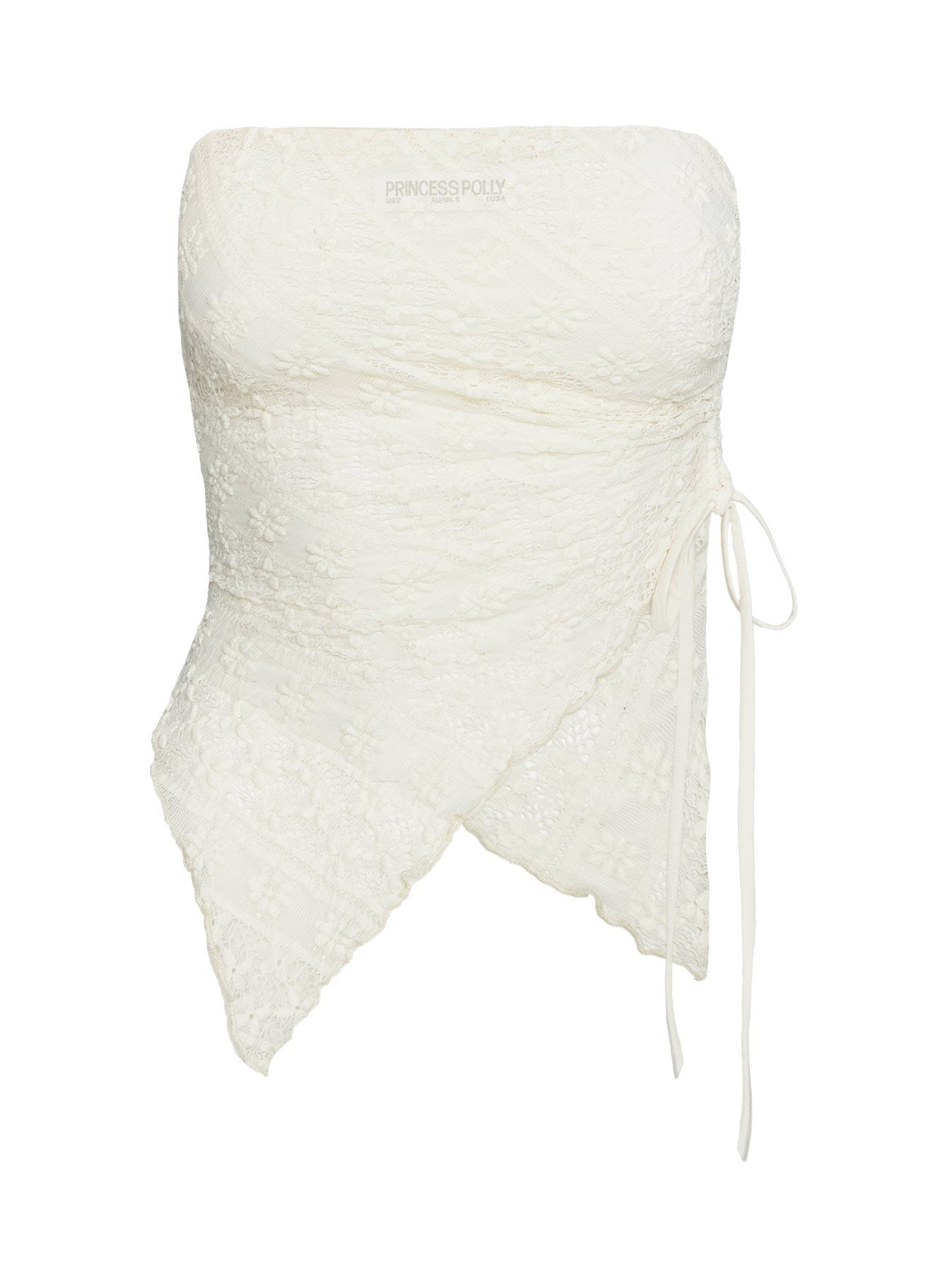 More Dimes Asymmetrical Strapless Top Cream