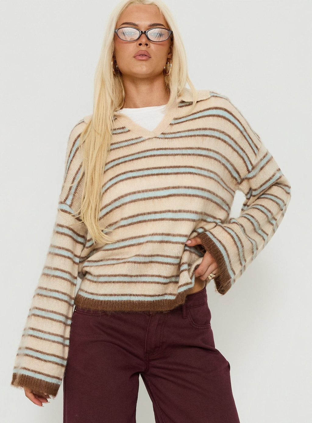 Powers Rugby Cable Knit Jumper Stripe