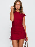Bella Luna Ruched Mini Dress Red