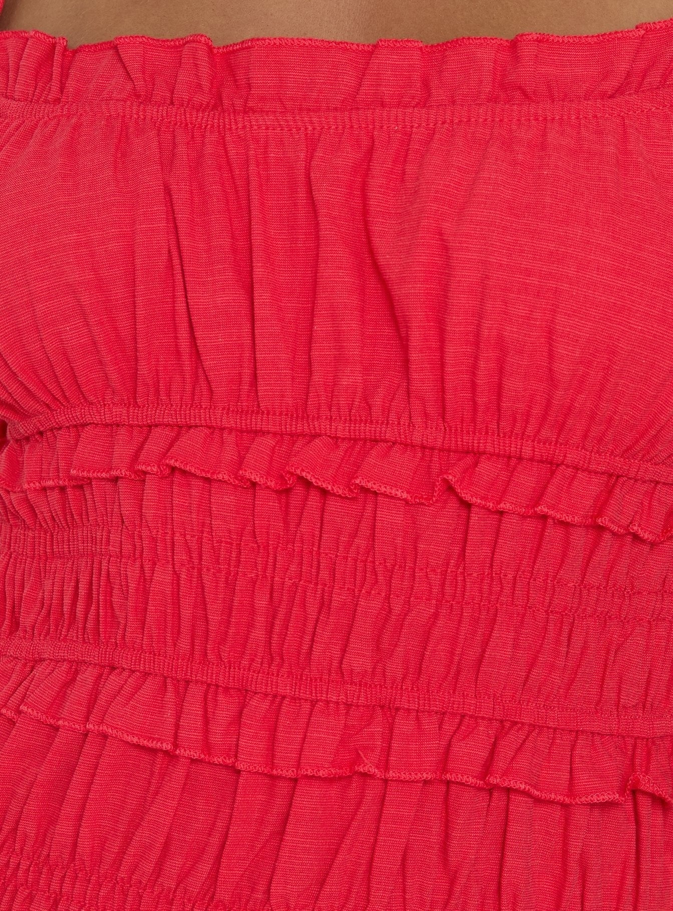 Rubiella Shirred Maxi Dress Red