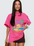 Santa Monica Beach Oversized Graphic Tee Washed Pink