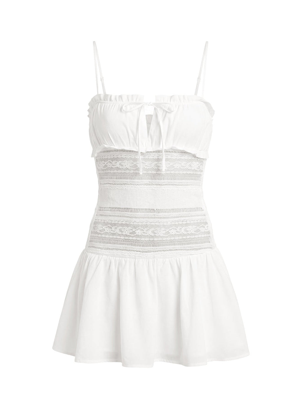 Christobela Drop Waist Lace Mini Dress White