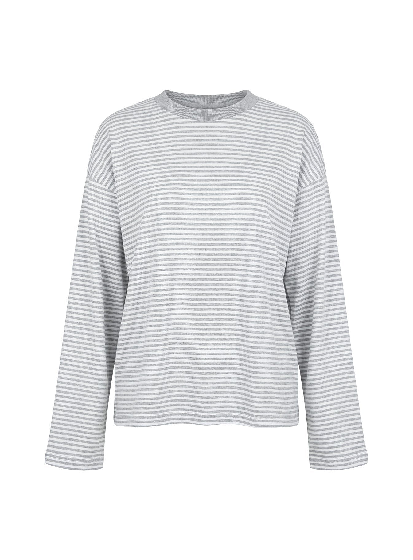 Settle Down Long Sleeve Top Grey / White Stripe