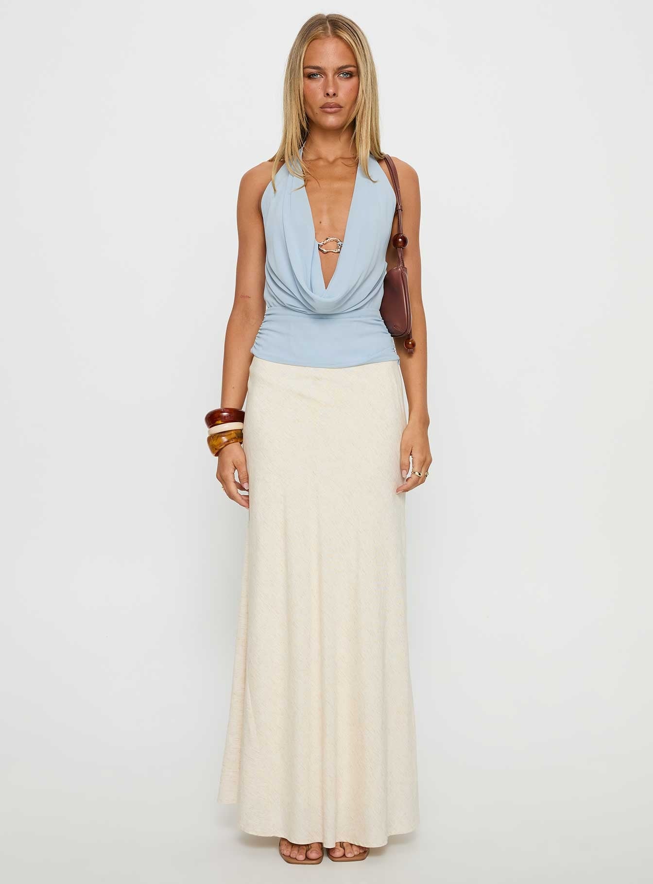 Treat You Better Plunge Hardware Detail Top Blue