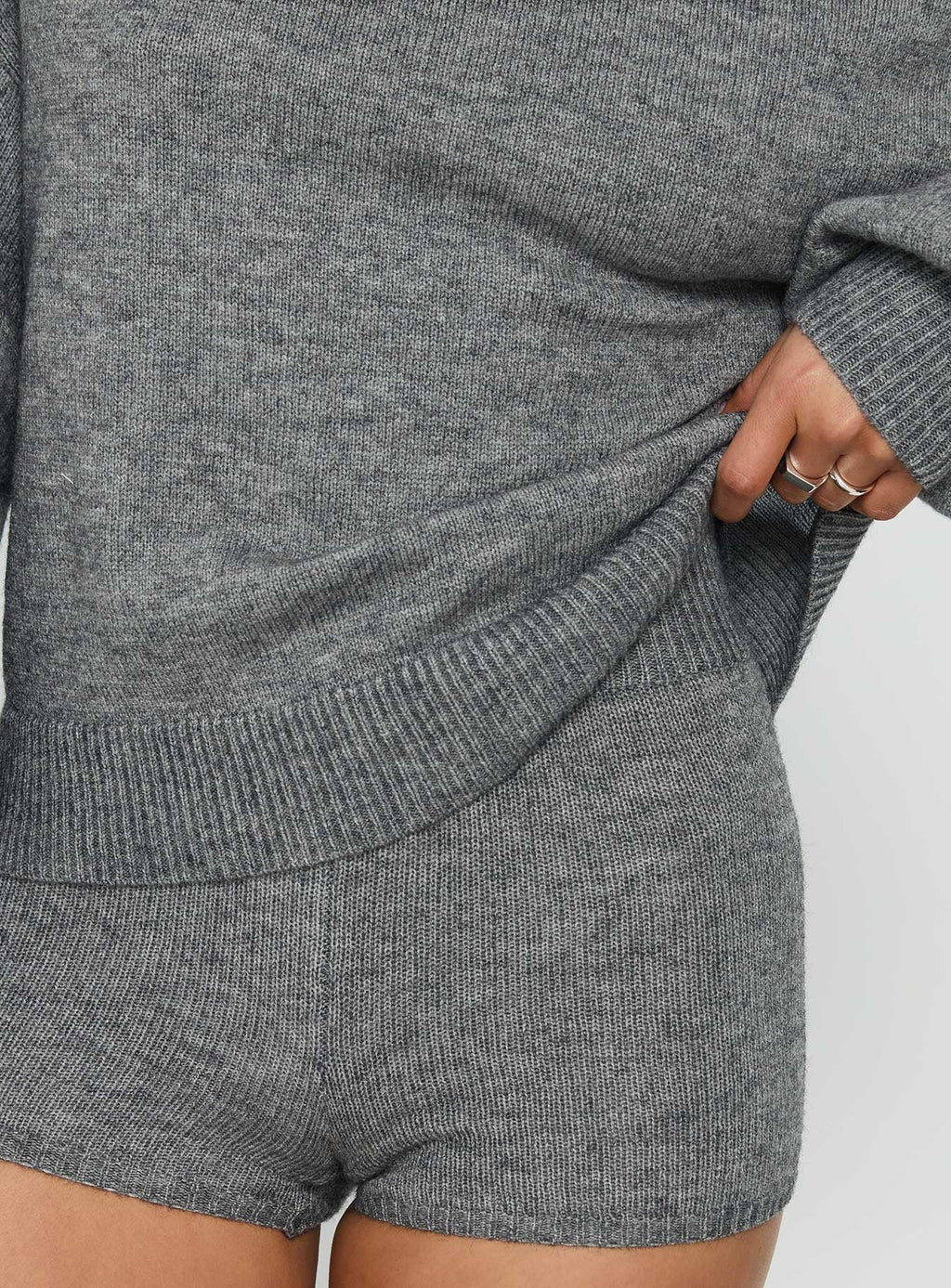 Lirian Knit Off Shoulder Set Grey