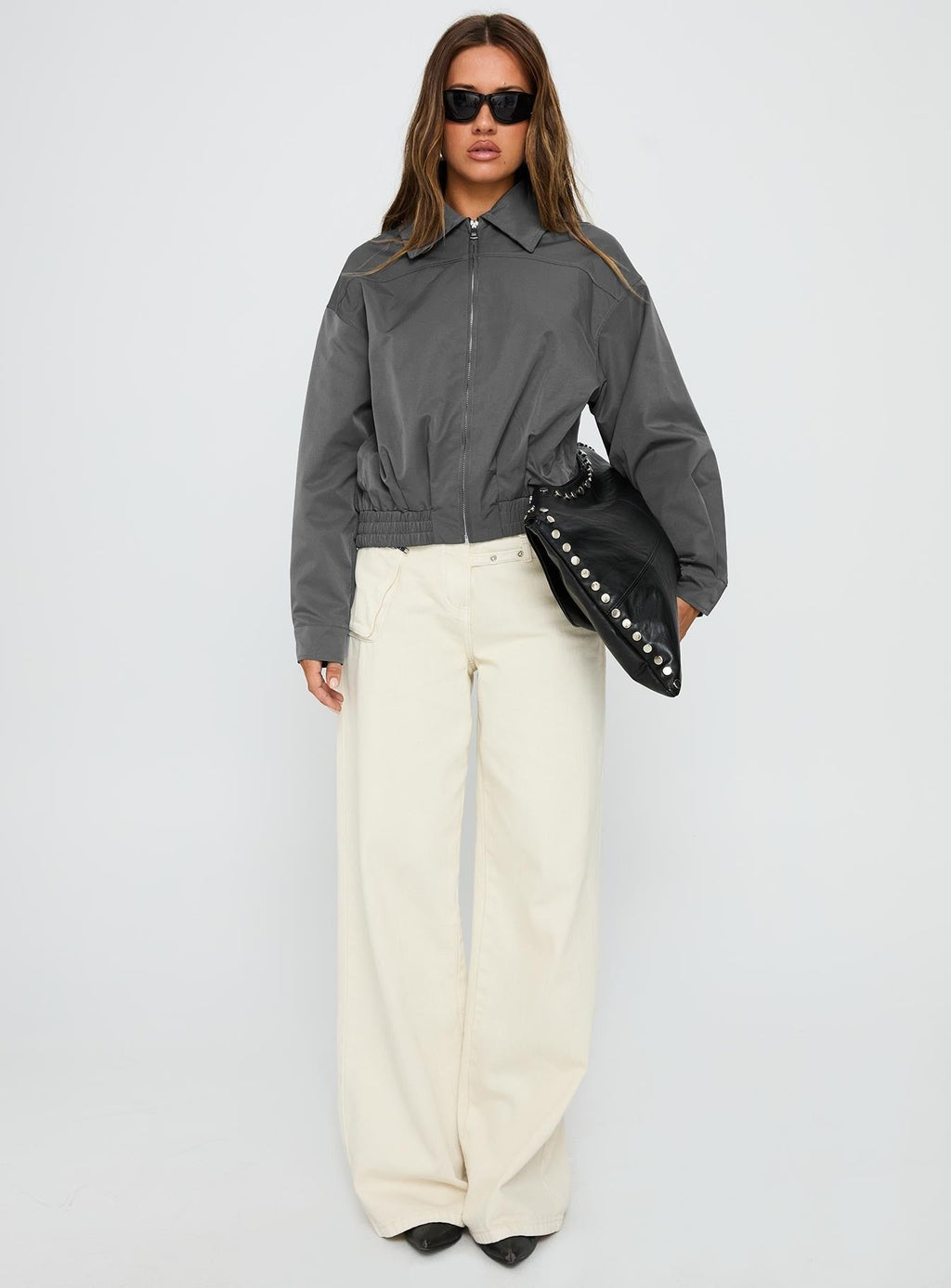 Call You Up Bomber Jacket Charcoal