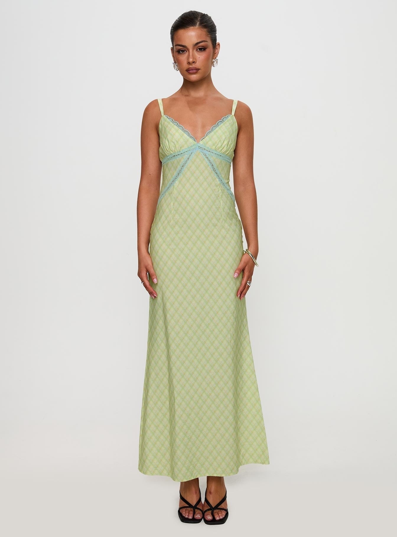 Leabella Maxi Dress Green Check