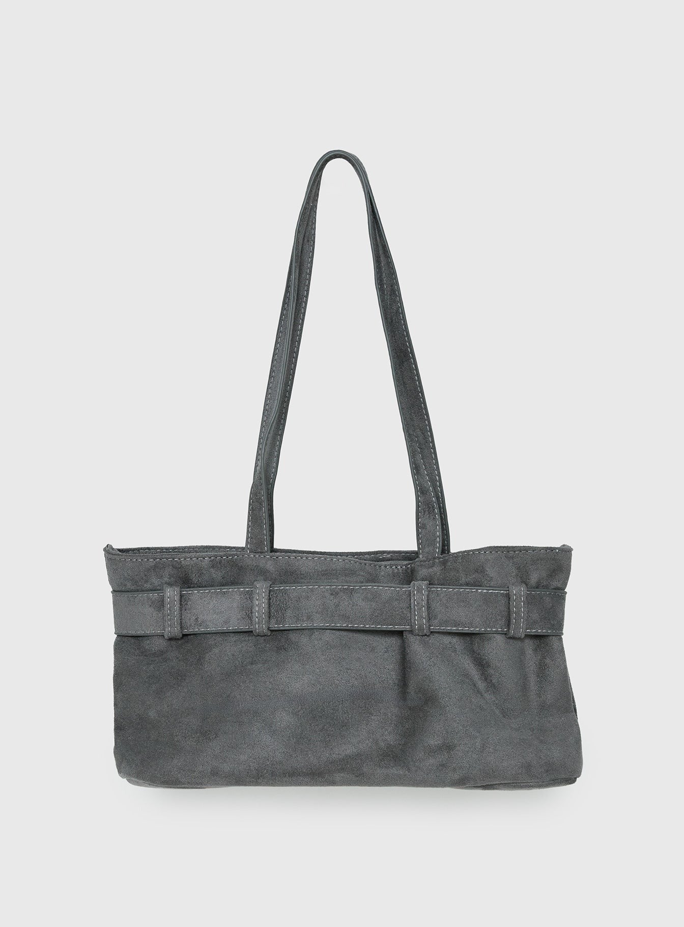 Views Of Capri Faux Suede Buckle Shoulder Bag Charcoal