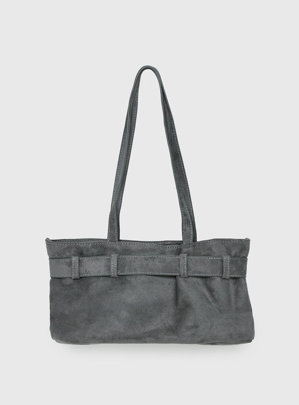Views Of Capri Faux Suede Buckle Shoulder Bag Charcoal