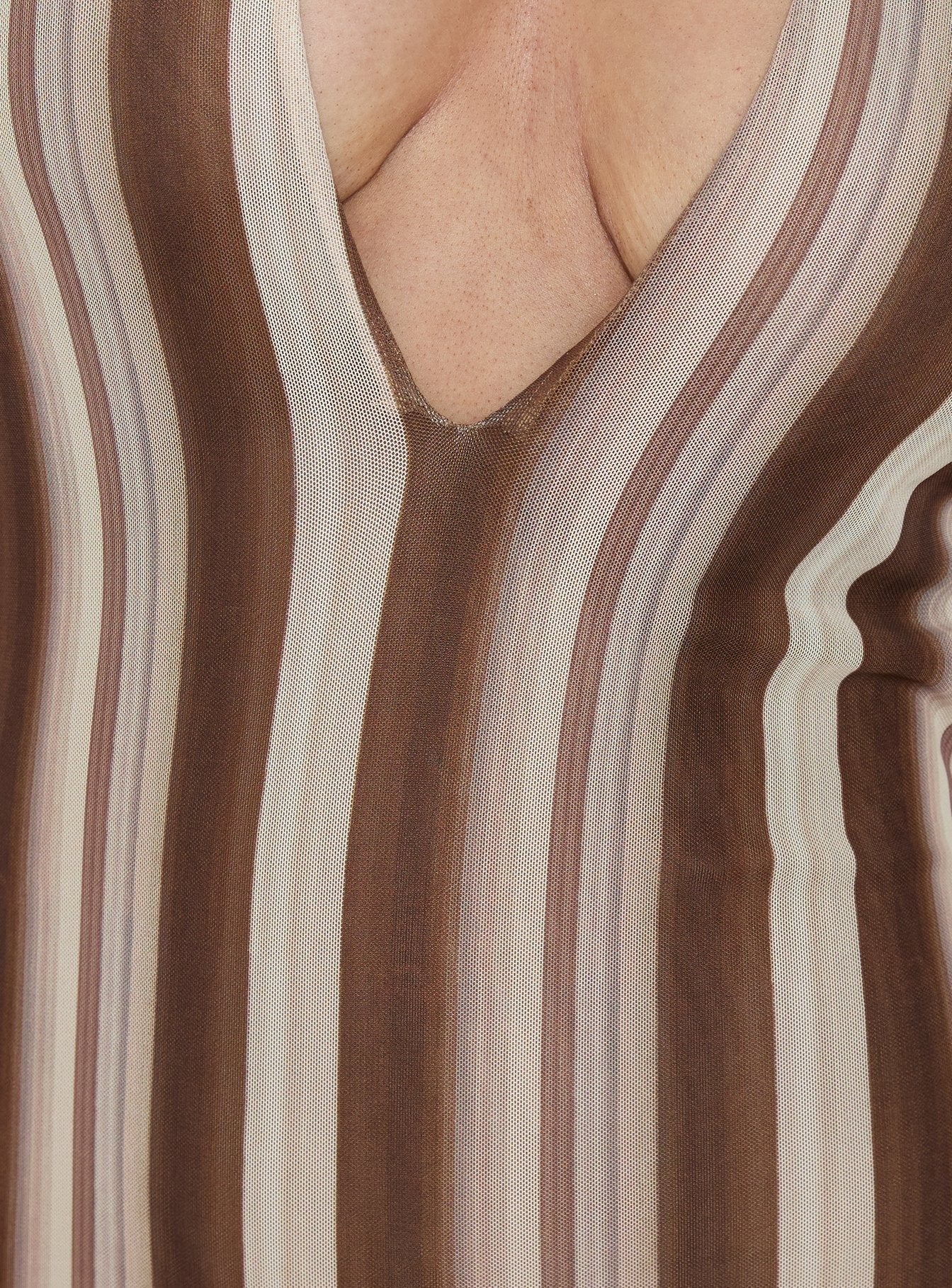 Oralee Halter Sheer Maxi Dress Multi Stripe