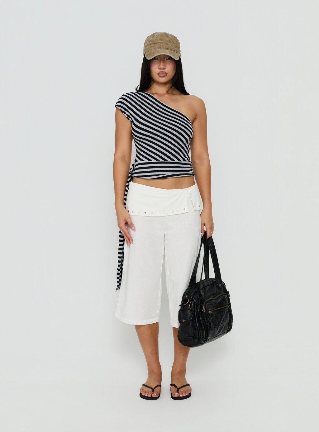 Lost Connection One Shoulder Top Multi Stripe
