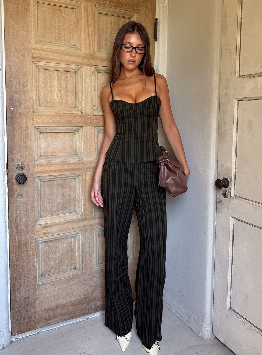 Kierstyn Corset Set Black Stripe Tall