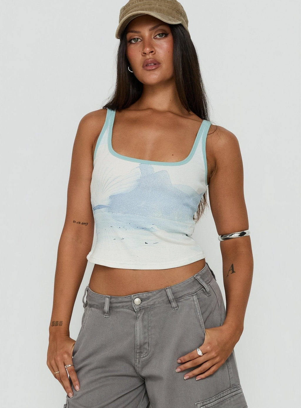 Soft Ember Graphic Tank Top Blue