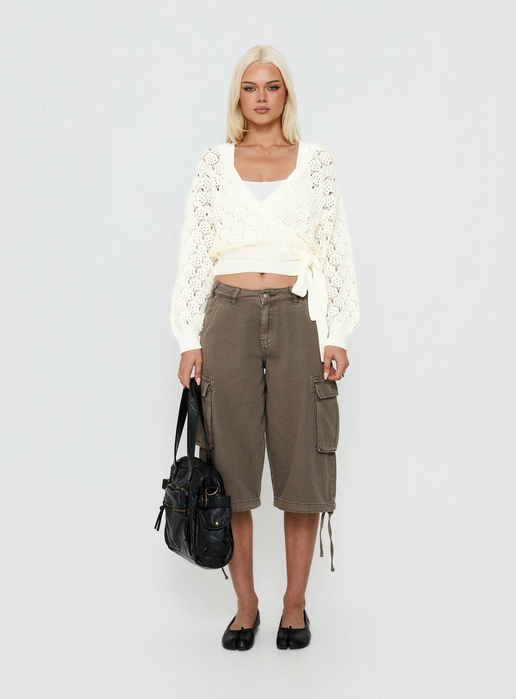 Kaenira Lace Wrap Knit Jumper Cream