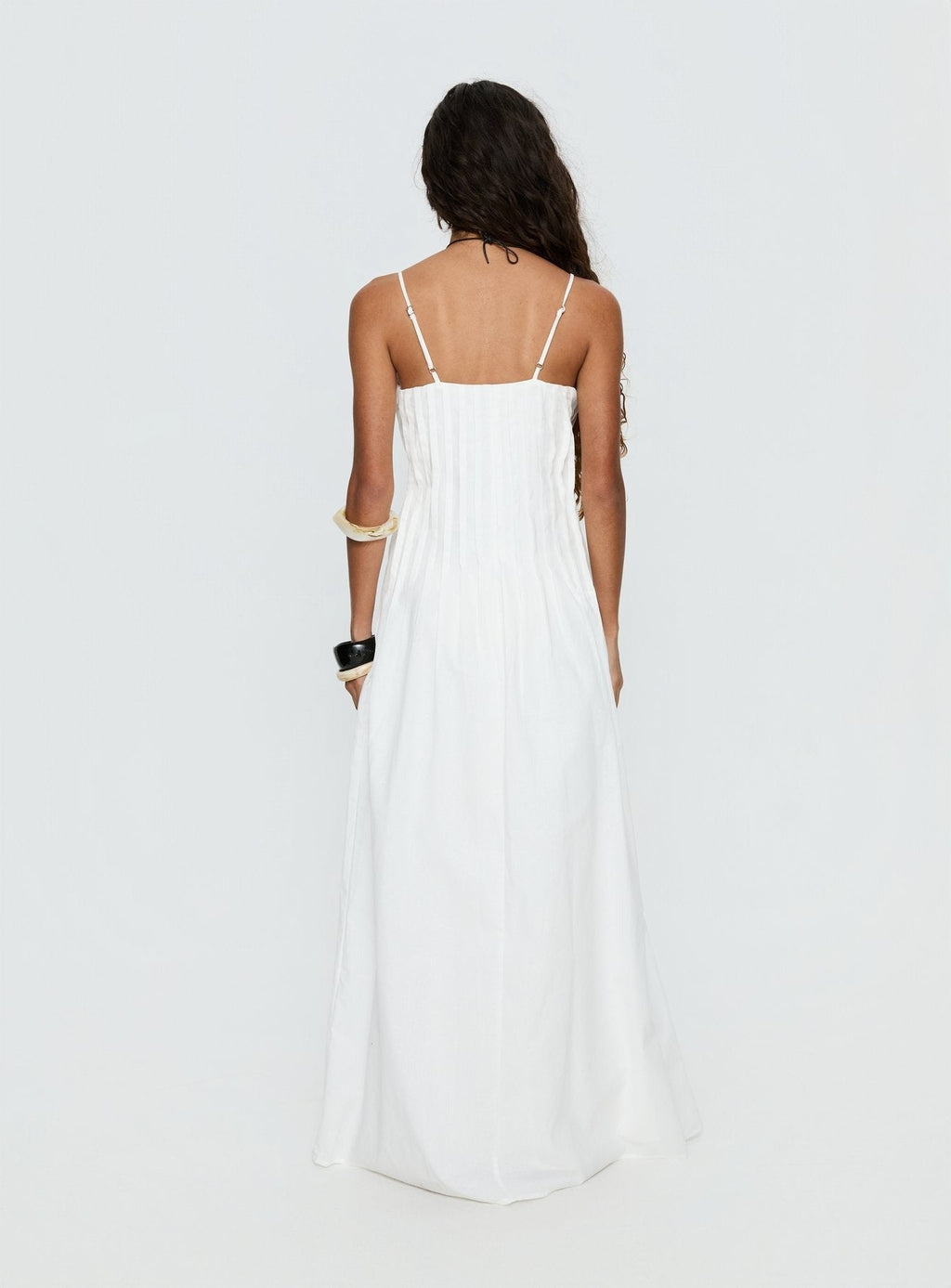 Adriela Pleat Maxi Dress White