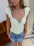 Jacenda Tie Up Short Sleeve Top Mint