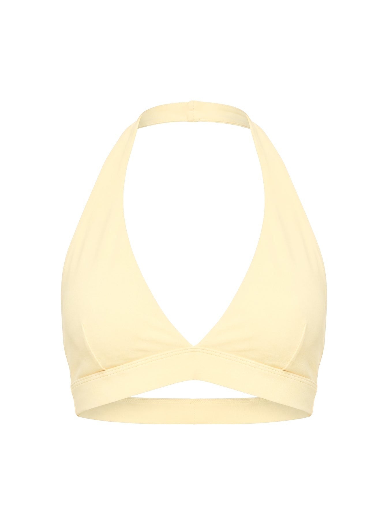 In Motion Active Plunge Halter Crop Top Yellow
