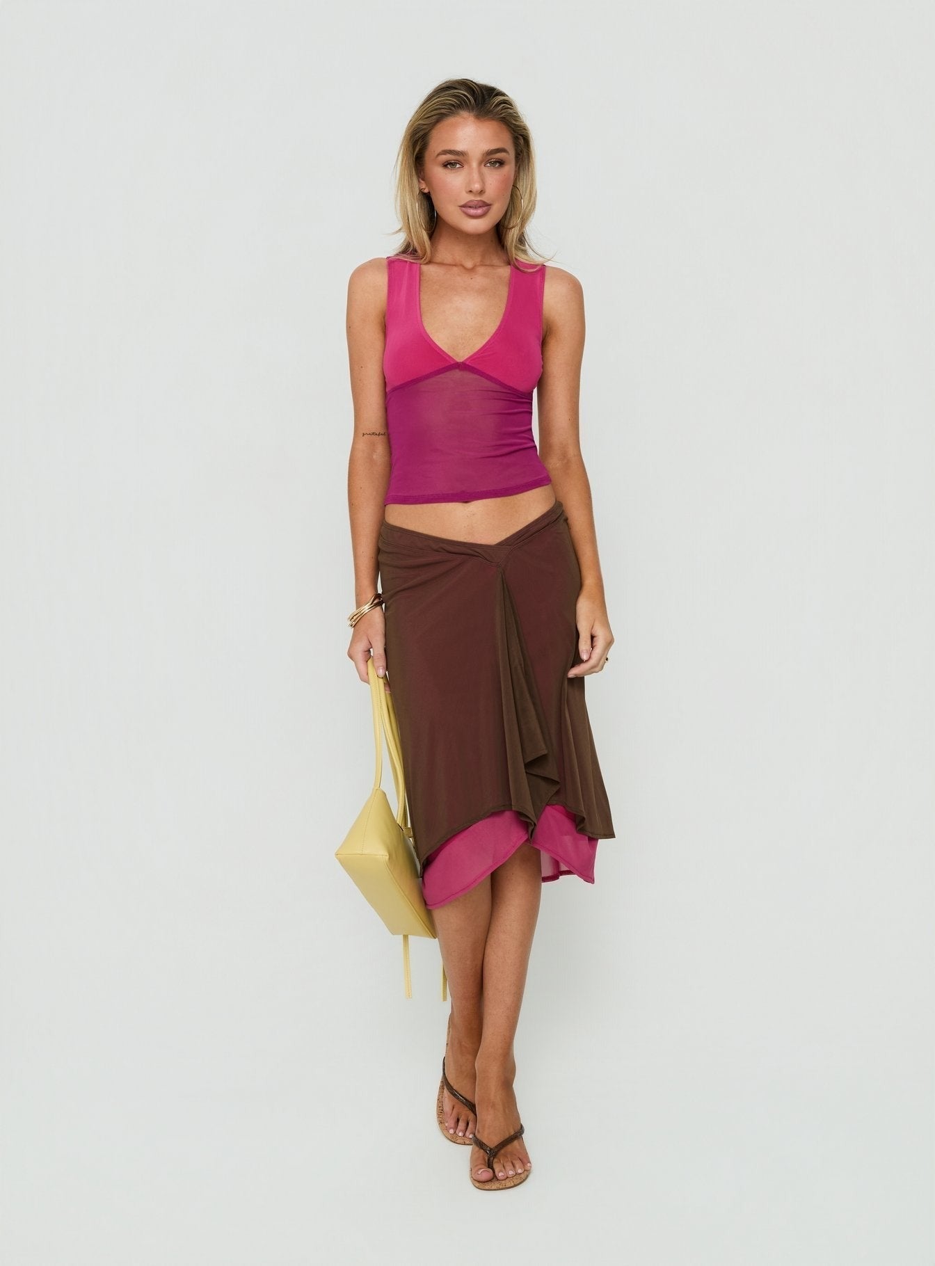 Erinhadi Midi Skirt Brown / Pink