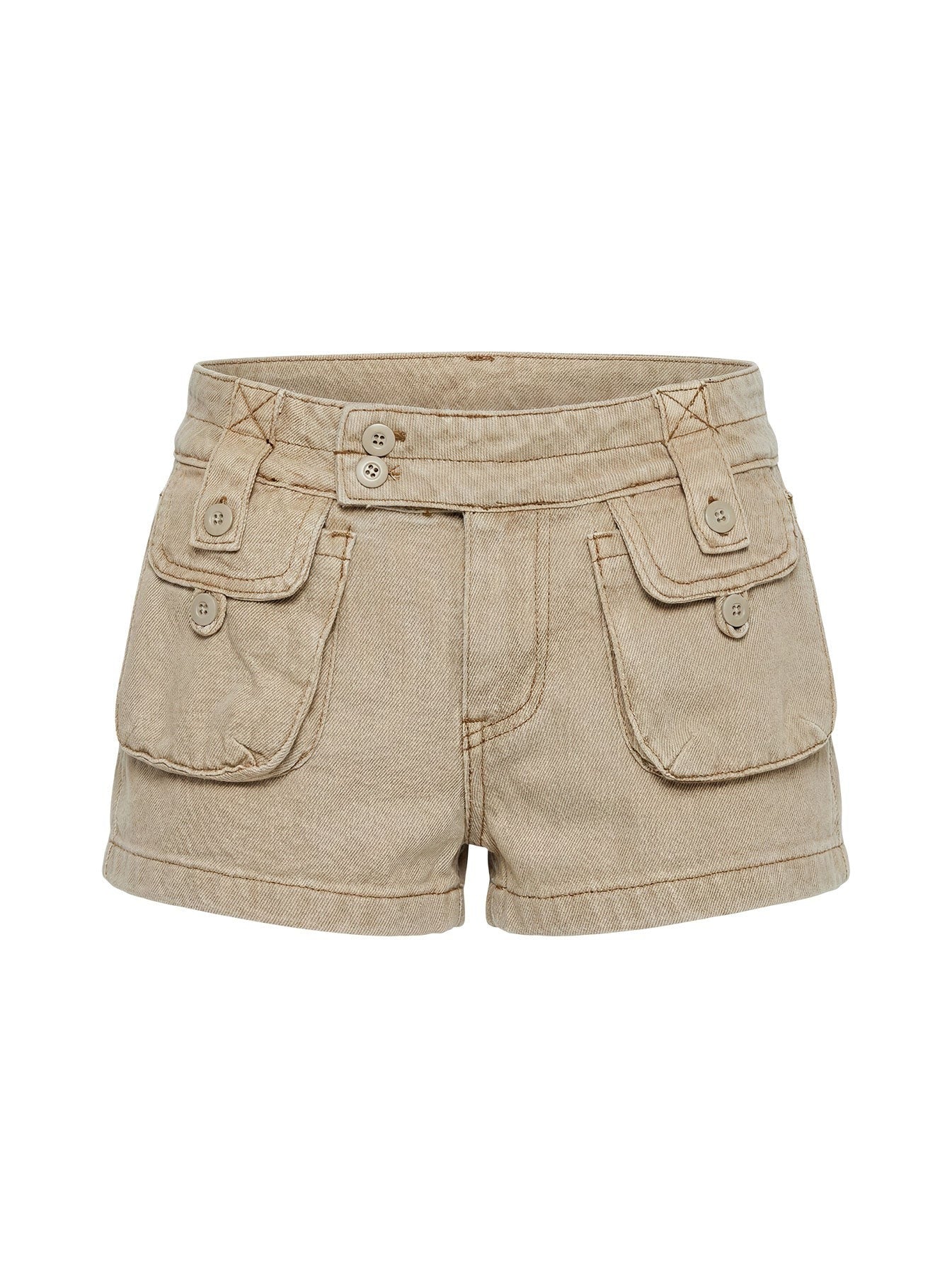 Headphones On Micro Cargo Short Washed Brown