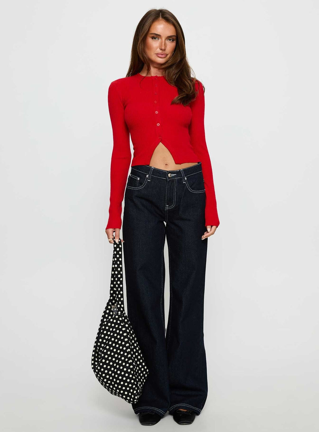 Suzu Long Sleeve Knit Top Red