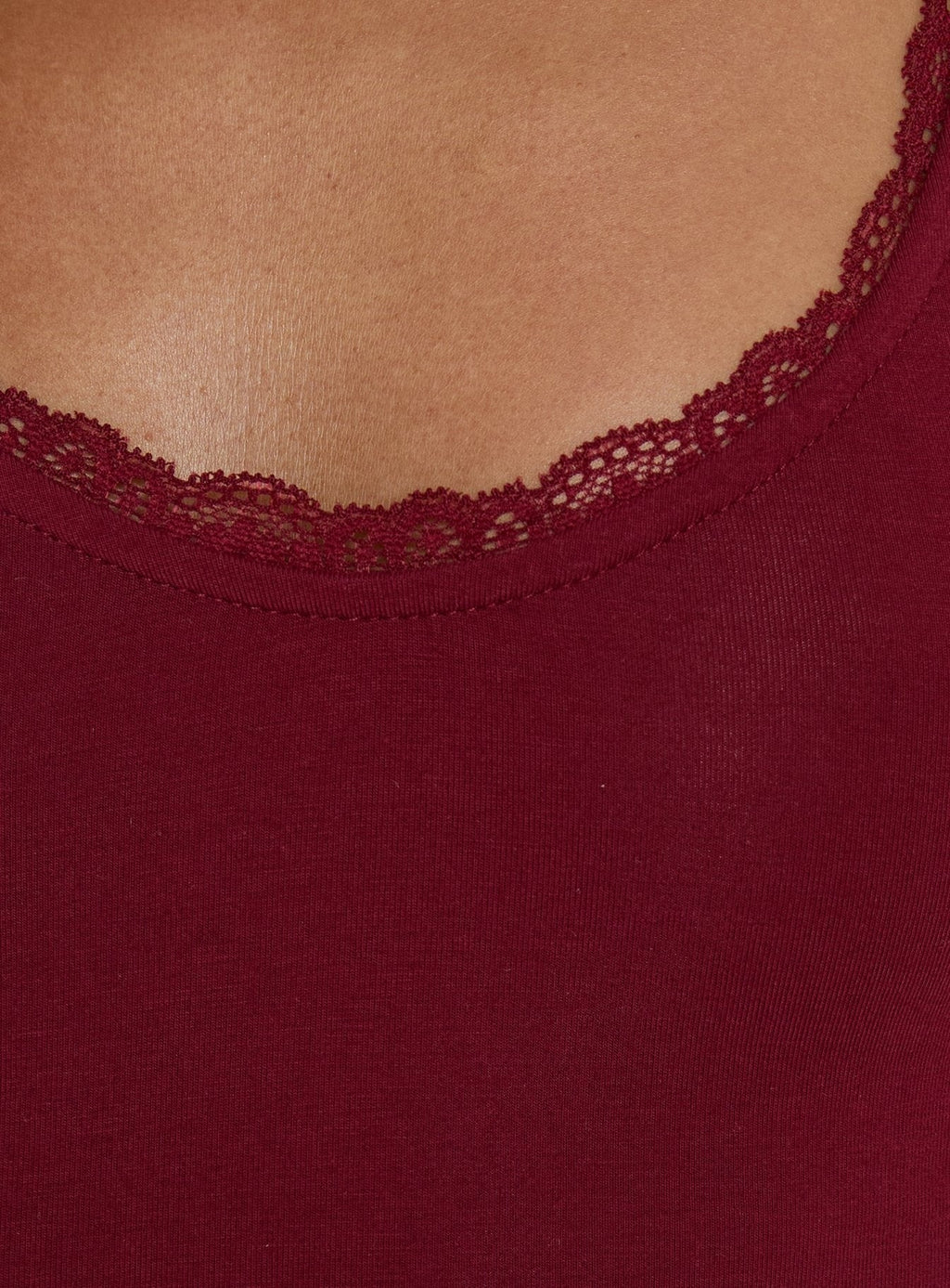 Serae Lace Trim Tank Top Cherry