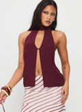 Rhevena Plunge Backless Top Wine