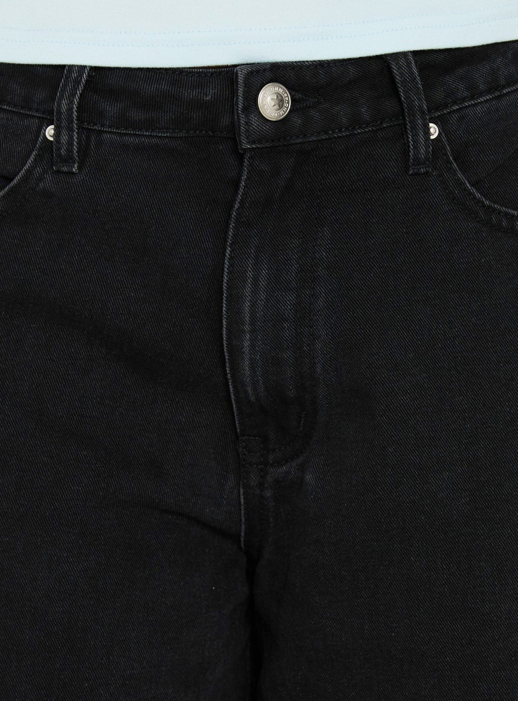Naylor Mid Rise Wide Leg Jeans Washed Black Denim Petite