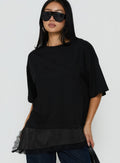 Dalarie Layered Lace Oversized Tee Black