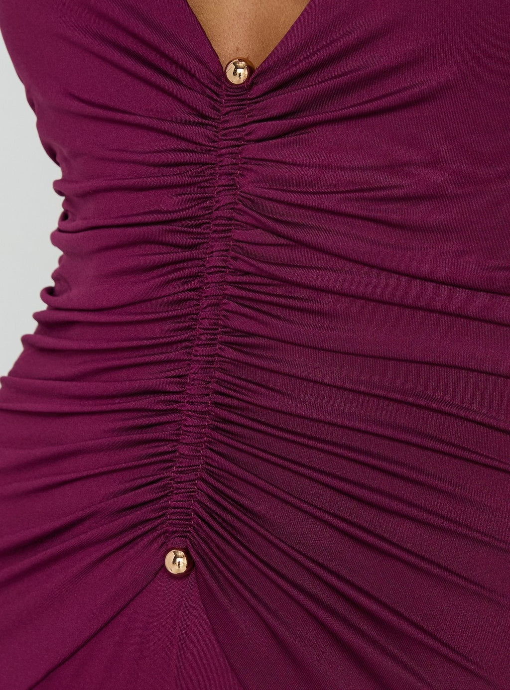 Erene Ruched Halter Maxi Dress Berry