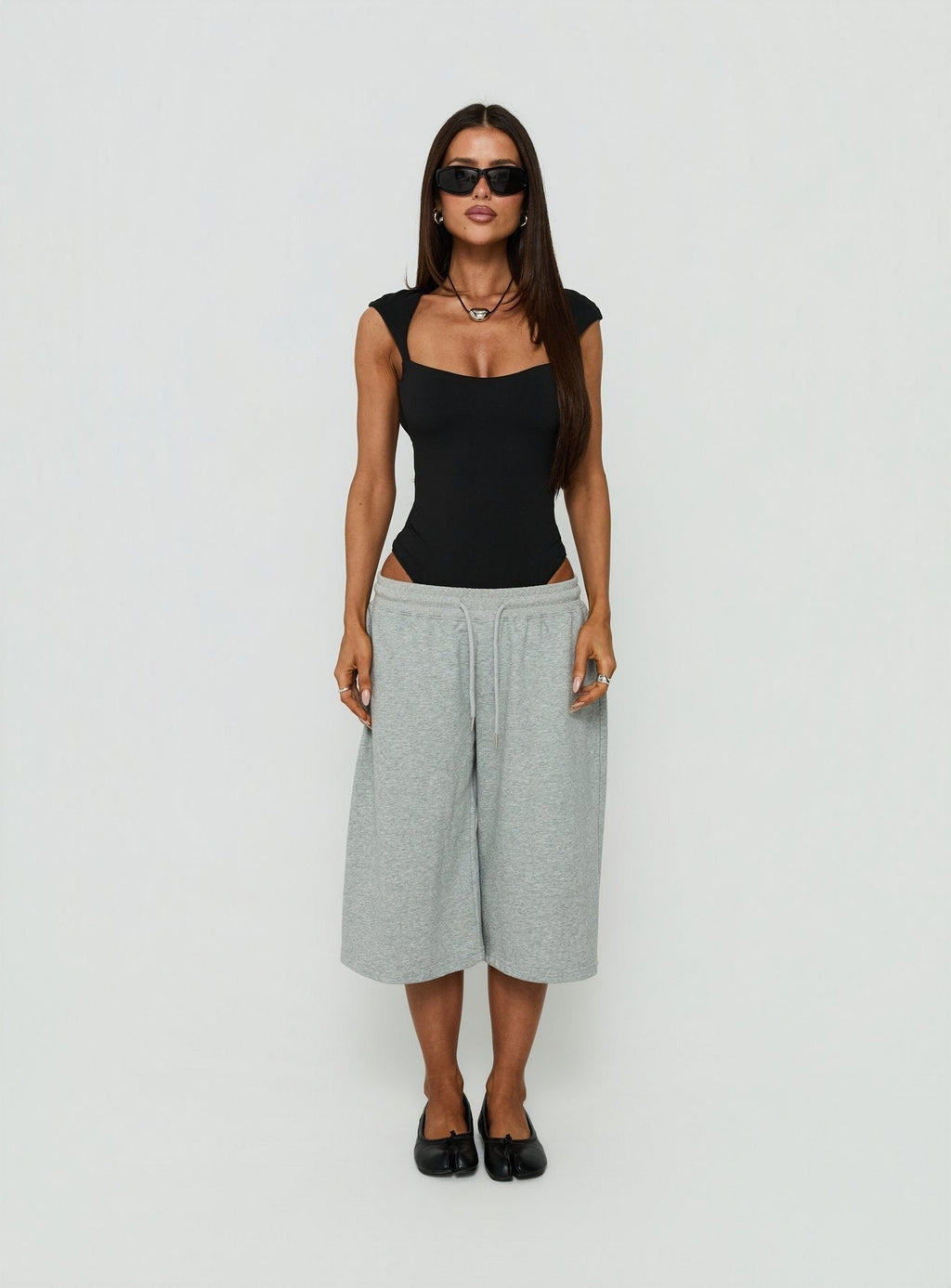 Fabienna Scoop Neck Cap Sleeve Bodysuit Black