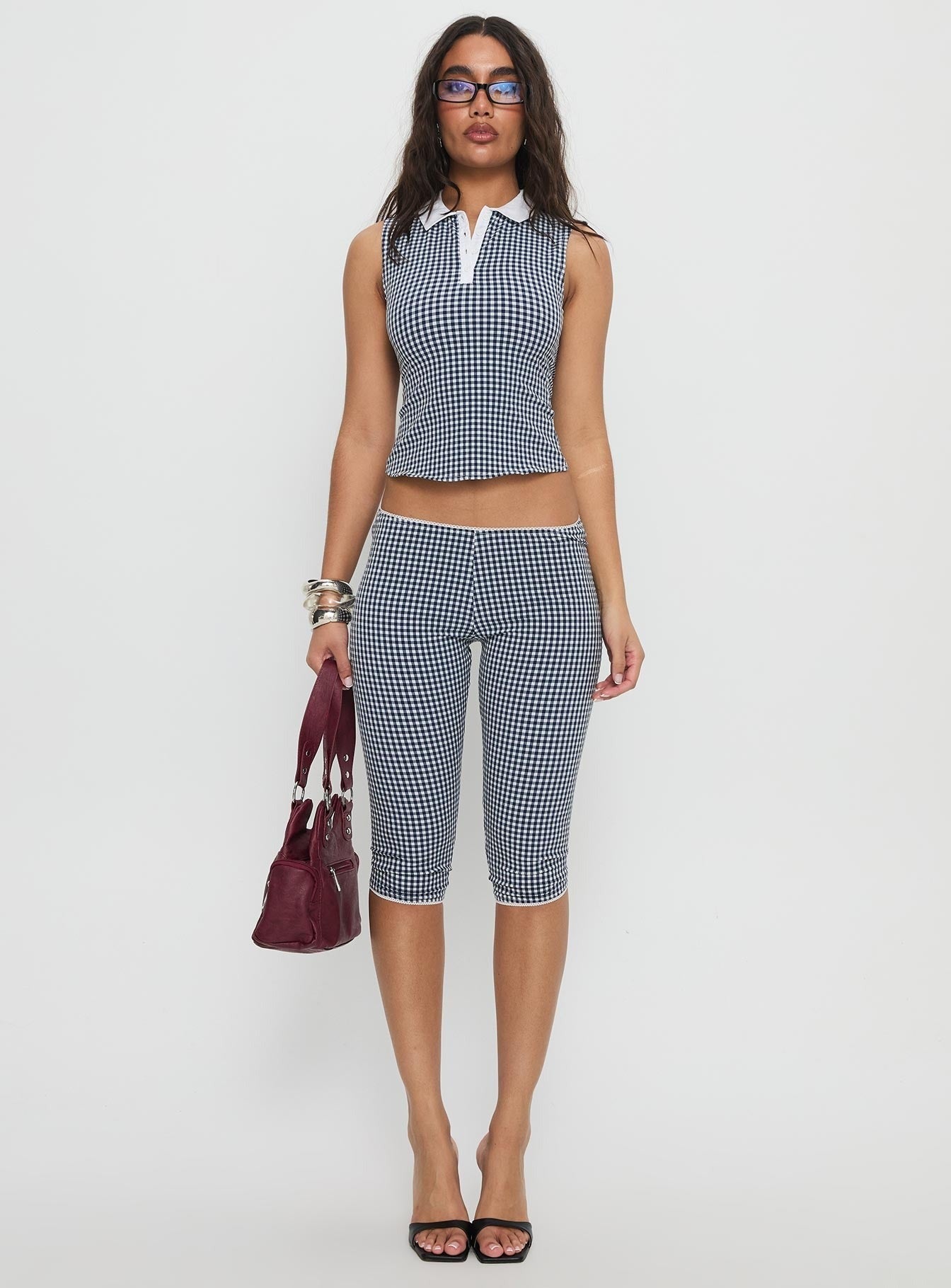 Tisuka Top Navy Check