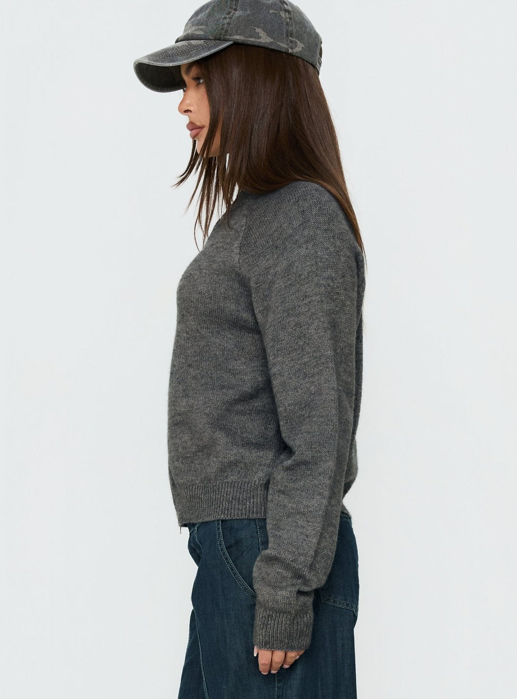 Kaylei Zip Through Cardigan Charcoal