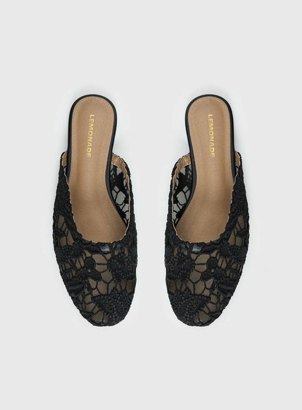 Gretta Lace Slip On Flats Black